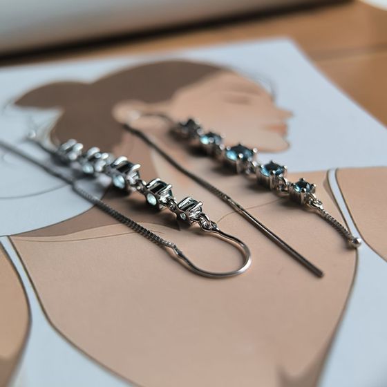 Серебряные серьги с топазом Лондон Блю 1.79ct