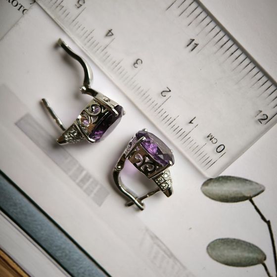Серебряные серьги с аметистом 8.705ct