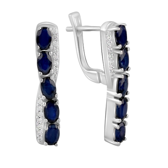 Серебряные серьги с сапфиром 3.192ct