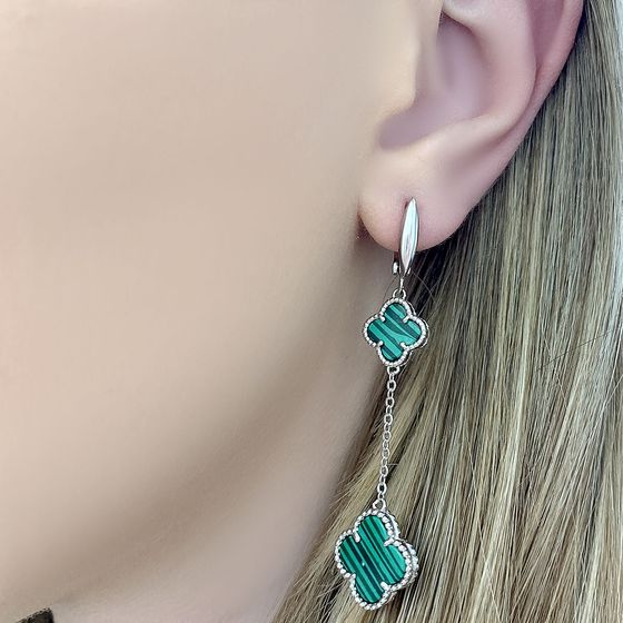 Серебряные серьги с малахитом