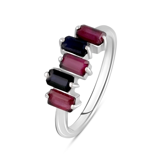 Серебряное кольцо с сапфиром 1.792ct, рубином