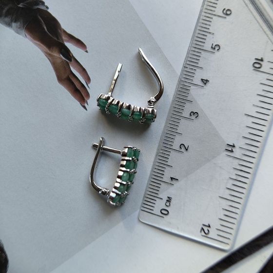 Серебряные серьги с изумрудом 3.372ct
