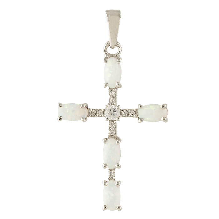 Серебряный крестик с опалом