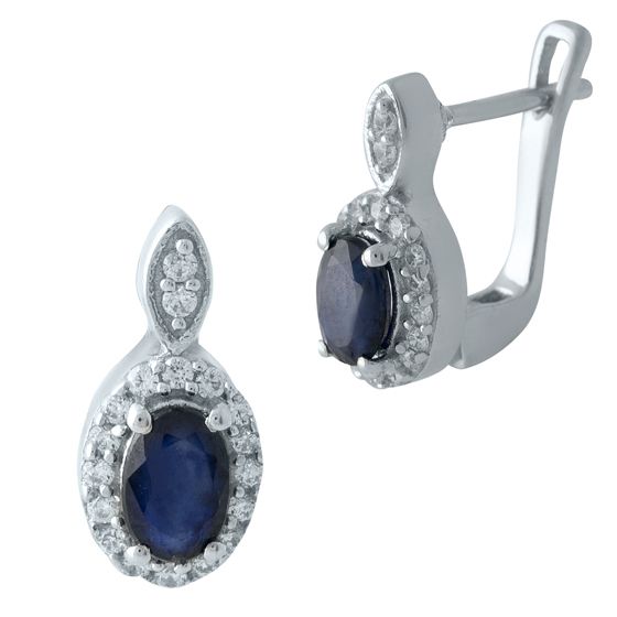 Серебряные серьги с сапфиром 1.659ct