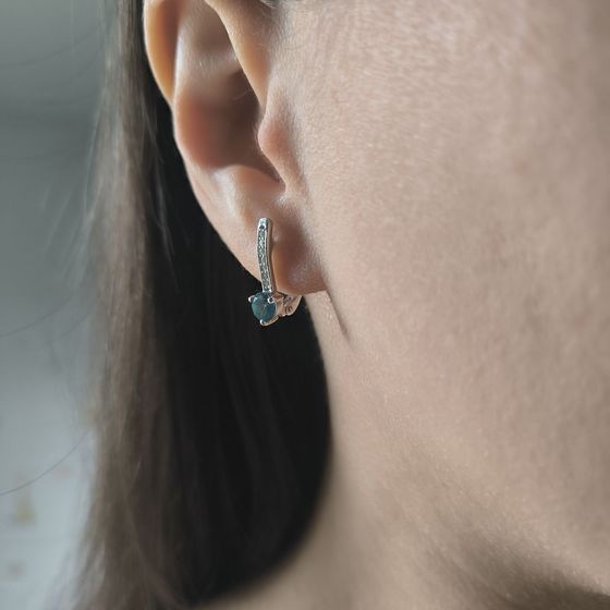Серебряные серьги с топазом Лондон Блю 0.886ct