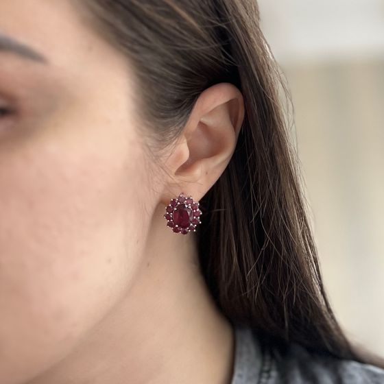 Серебряные серьги с рубином 5.538ct