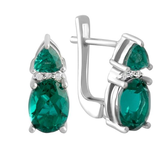 Серебряные серьги с аквамарином nano 2.835ct, фианитами