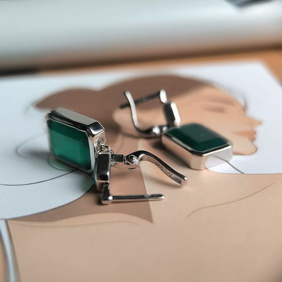 Серебряные серьги с агатом 13.775ct