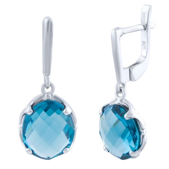 Серебряные серьги с топазом Лондон Блю 8.05ct