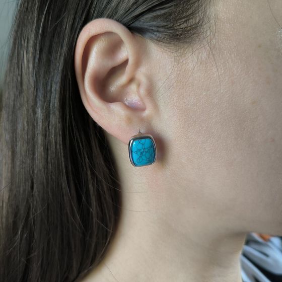 Серебряные серьги с бирюзой