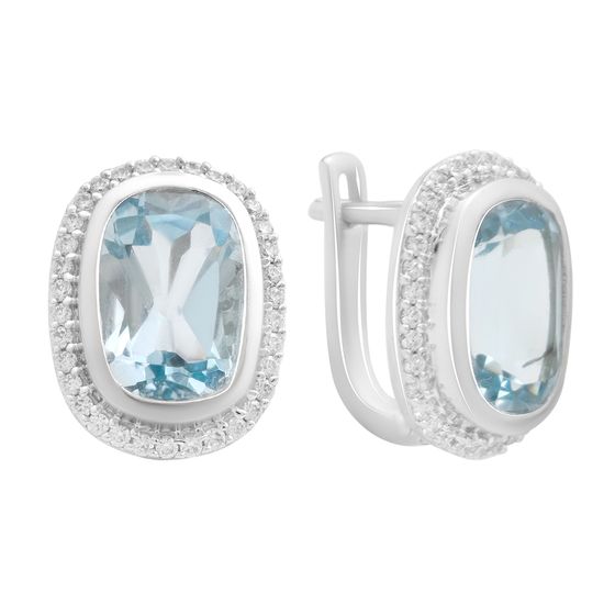 Серебряные серьги с топазом 10.17ct