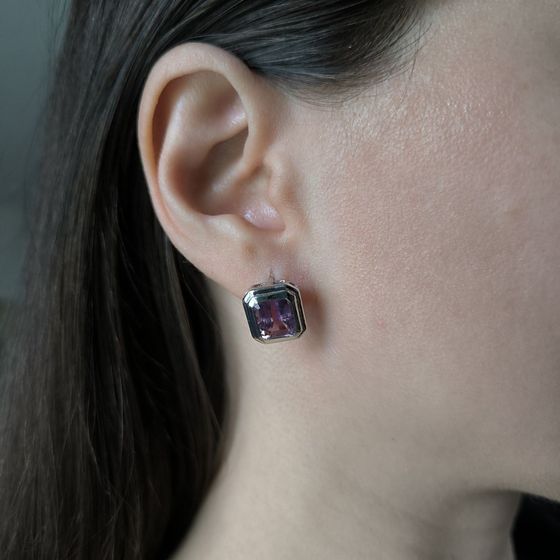 Серебряные серьги с аметистом 6.275ct