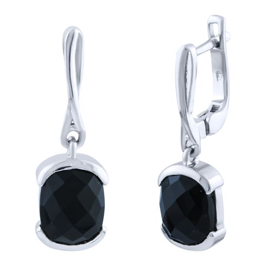 Серебряные серьги с ониксом
