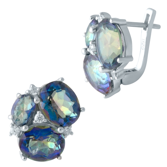 Серебряные серьги с мистик топазом