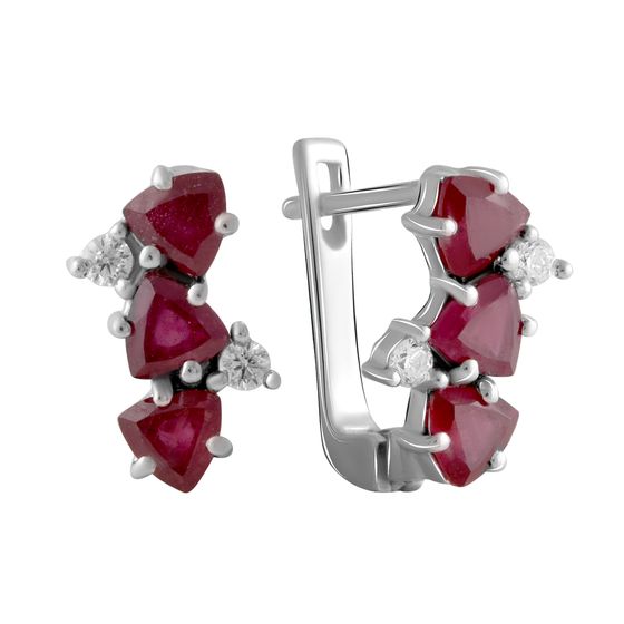 Серебряные серьги с рубином 1.38ct