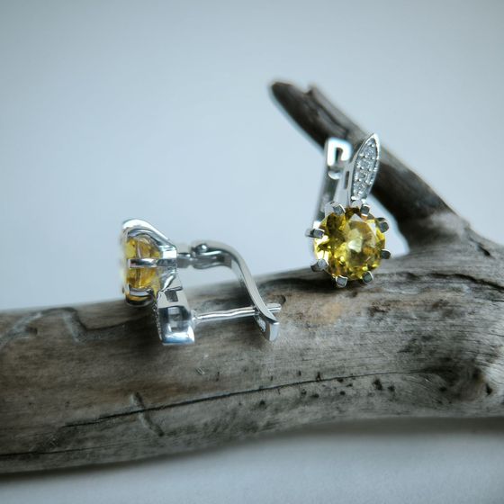 Серебряные серьги с цитрином nano 3.142ct