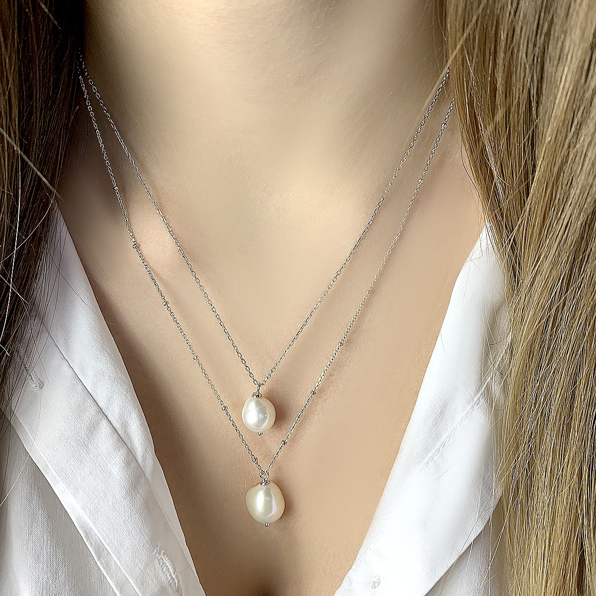 Серебряное колье с жемчугом барочным 33.967ct