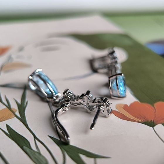 Серебряные серьги с топазом 12.405ct