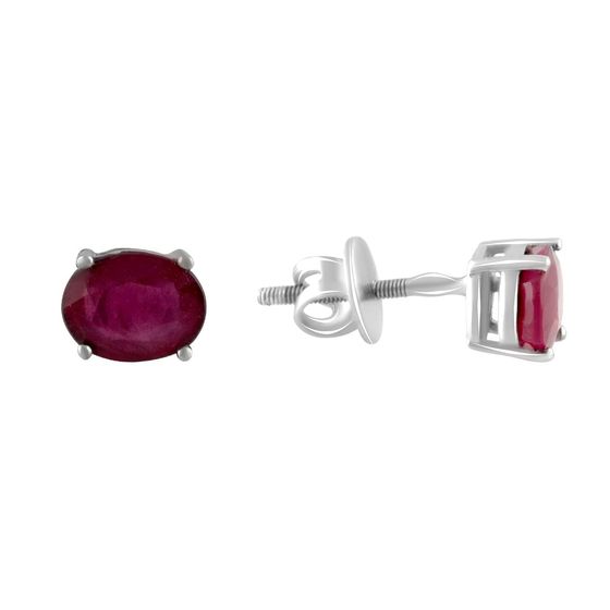 Серебряные серьги с рубином 3.587ct
