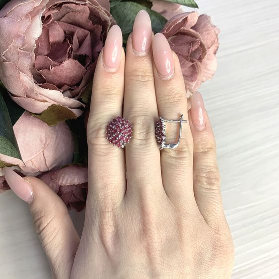 Серебряные серьги с рубином 3.167ct