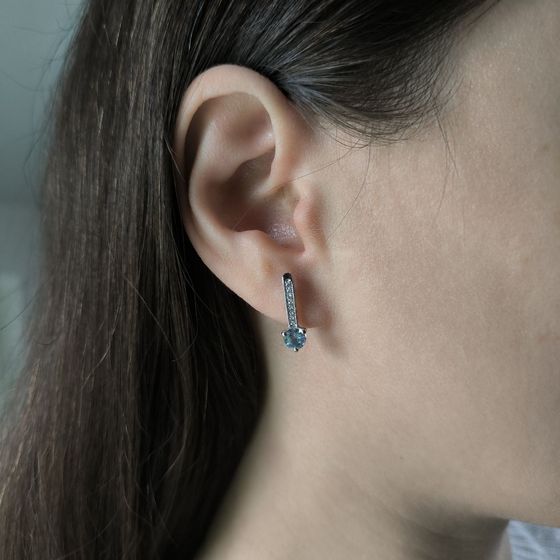 Серебряные серьги с топазом 1.211ct, фианитами