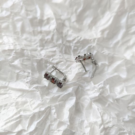 Серебряные серьги с гранатом 2.852ct