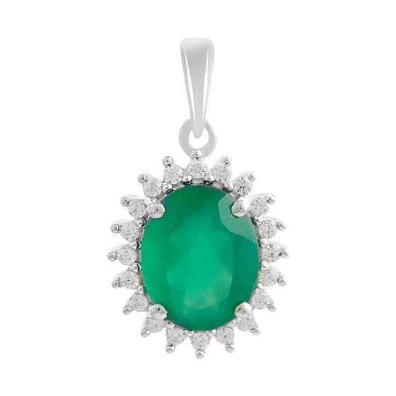 Серебряная подвеска с агатом 2.738ct, фианитами