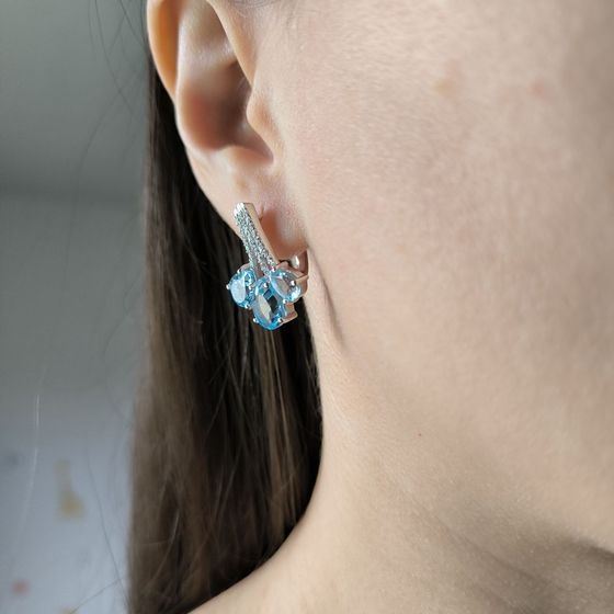 Серебряные серьги с топазом 8.333ct