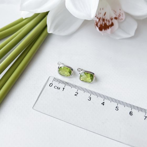Серебряные серьги с хризолітом 6.567ct