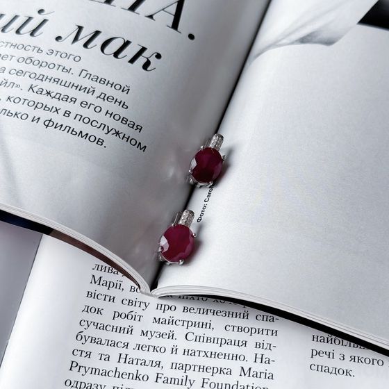 Серебряные серьги с рубином 8.17ct