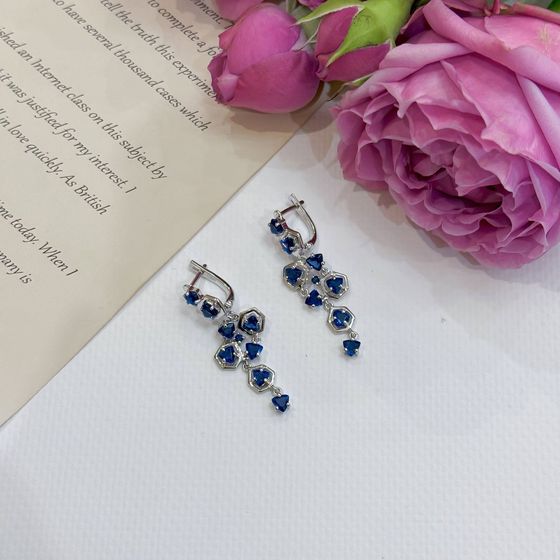 Серебряные серьги с сапфиром nano 3.155ct