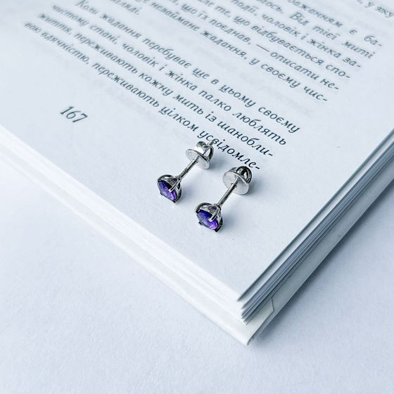 Серебряные серьги с аметистом 0.918ct