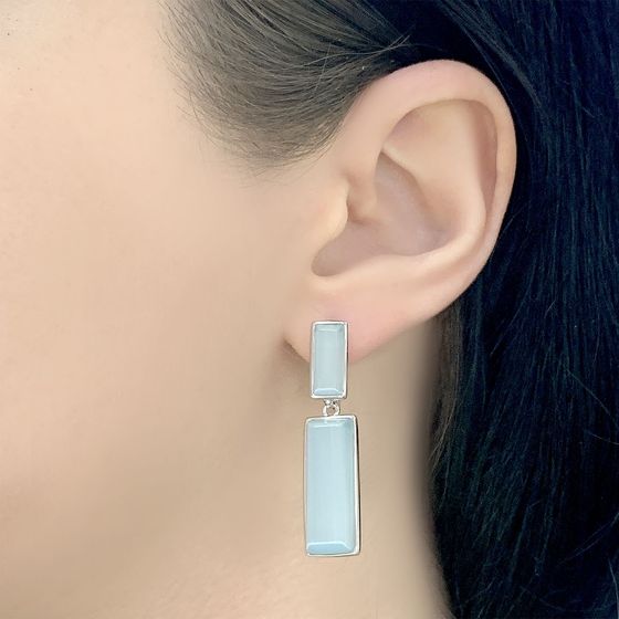 Серебряные серьги с кошачьим глазом
