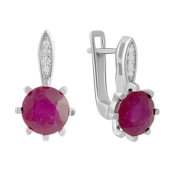 Серебряные серьги с рубином 5.31ct