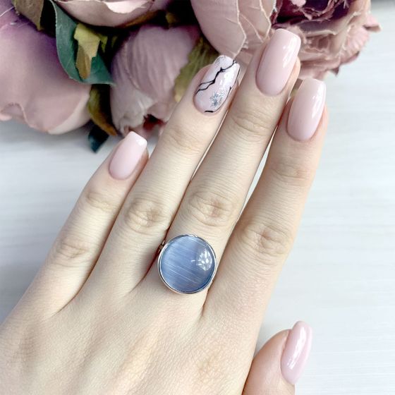 Серебряное кольцо с кошачьим глазом 8.817ct