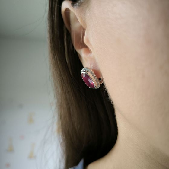 Серебряные серьги с рубином 12.095ct