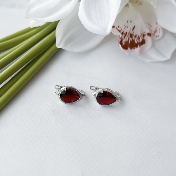 Серебряные серьги с гранатом 6.54ct