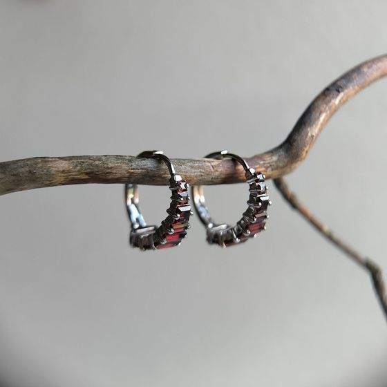 Серебряные серьги с гранатом 4.56ct
