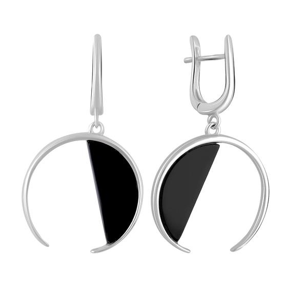 Серебряные серьги с ониксом