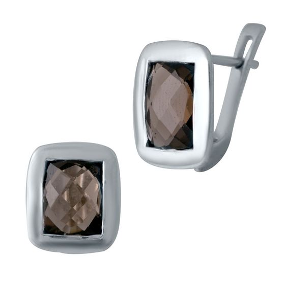 Серебряные серьги с раухтопазом (дымчатым кварцем) 5.092ct