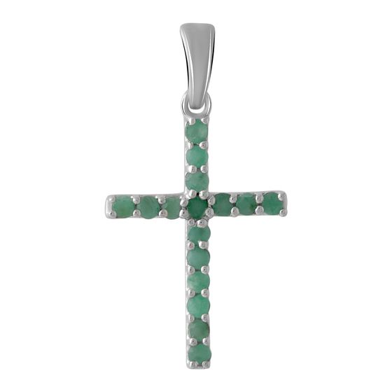 Серебряный крестик с изумрудом 0.63ct