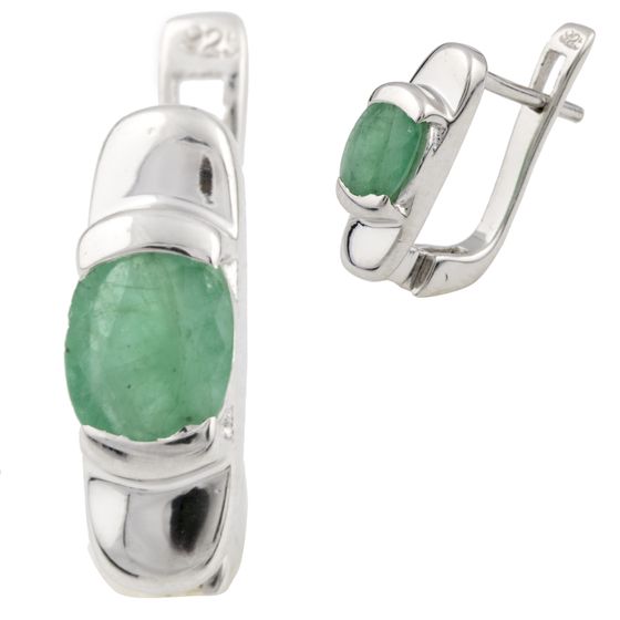 Серебряные серьги с изумрудом