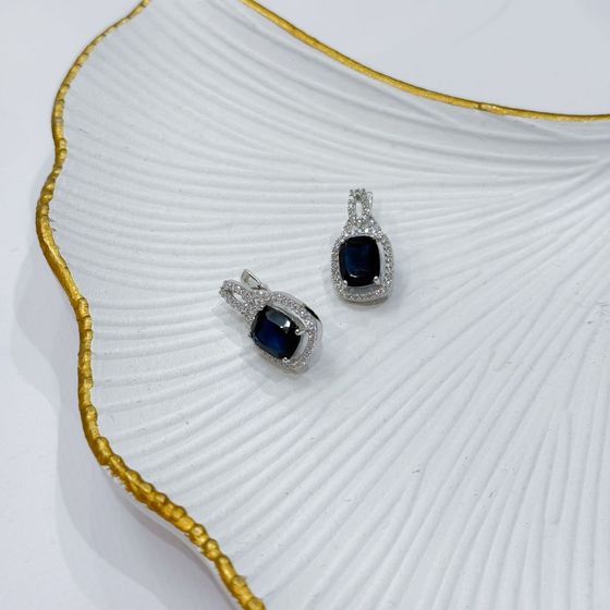 Серебряные серьги с сапфиром nano 6.52ct
