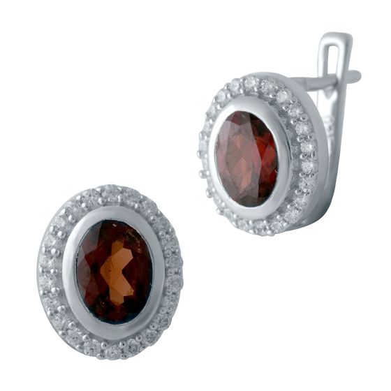 Серебряные серьги с гранатом