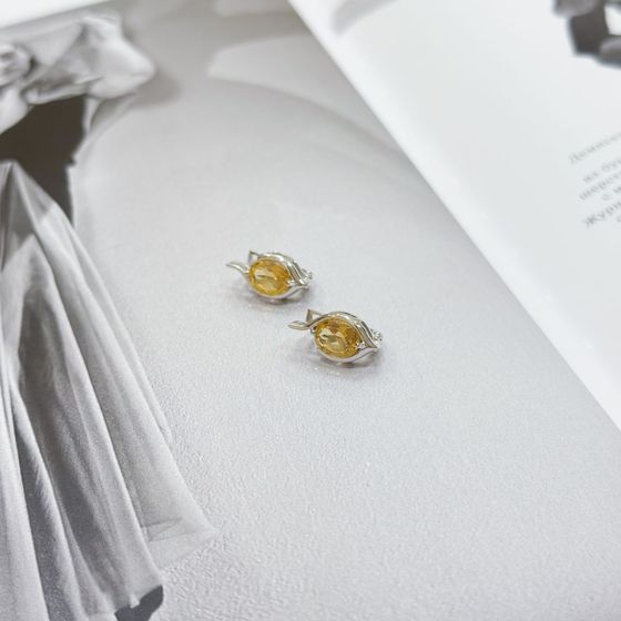 Серебряные серьги с цитрином nano 1.833ct