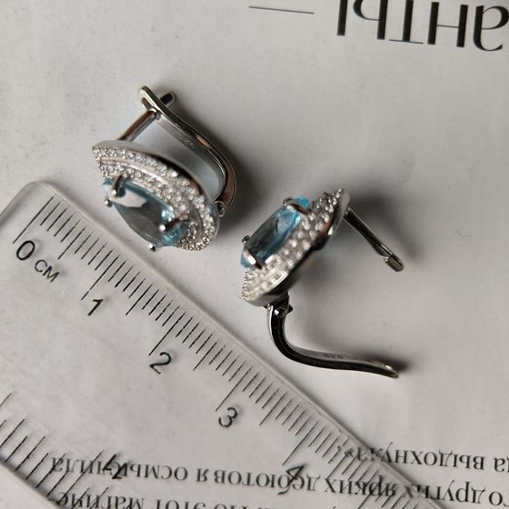 Серебряные серьги с топазом 5.663ct