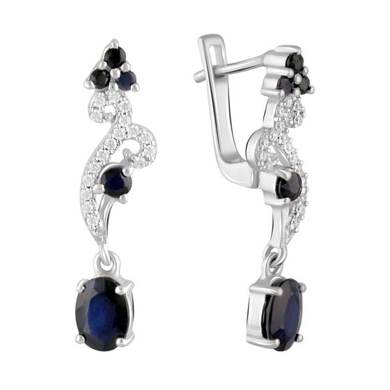 Серебряные серьги с сапфиром 2.2ct