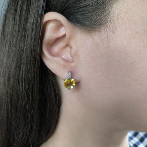 Серебряные серьги с цитрином nano