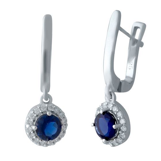 Серебряные серьги с сапфиром nano 1.15ct