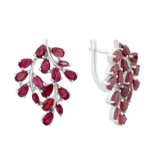 Серебряные серьги с рубином 7.925ct